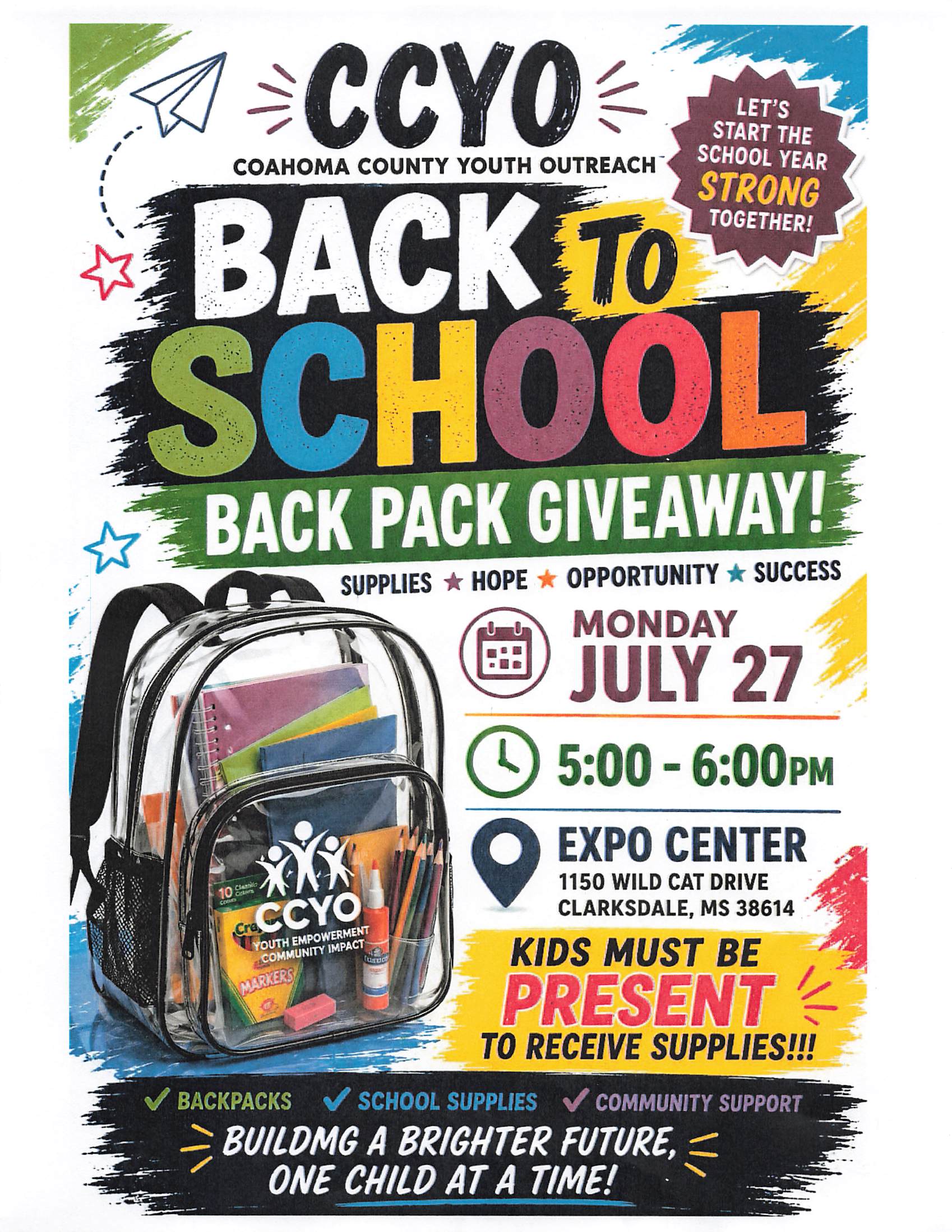 CCYO Back to School Back Pack Giveaway